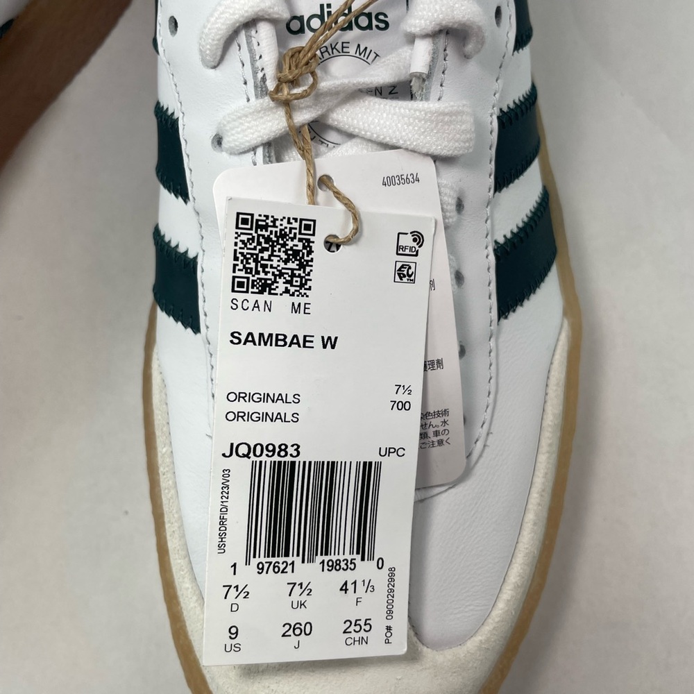 Adidas Sambae Women’s Sz 9 White/Dark Green JQ0983 Brand New Damaged Box - Picture 9 of 10